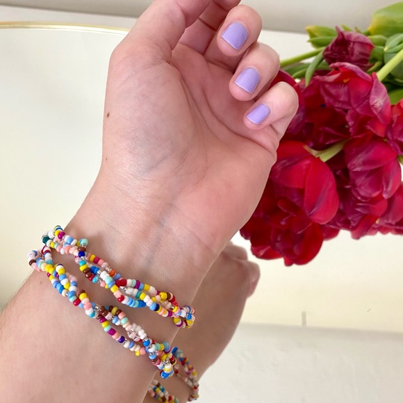 Pair Of Colorful Silicone Beaded Friendship Bracelets - Picture 9 of 9